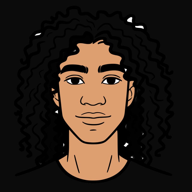 a man , long curly hair, mixed african american and white