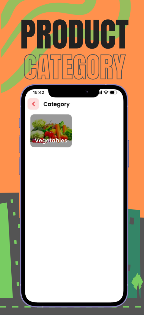 Delli Drop - Delli Drop App-Bildschirm zeigt die Lebensmittelproduktkategorie für frisches Gemüse