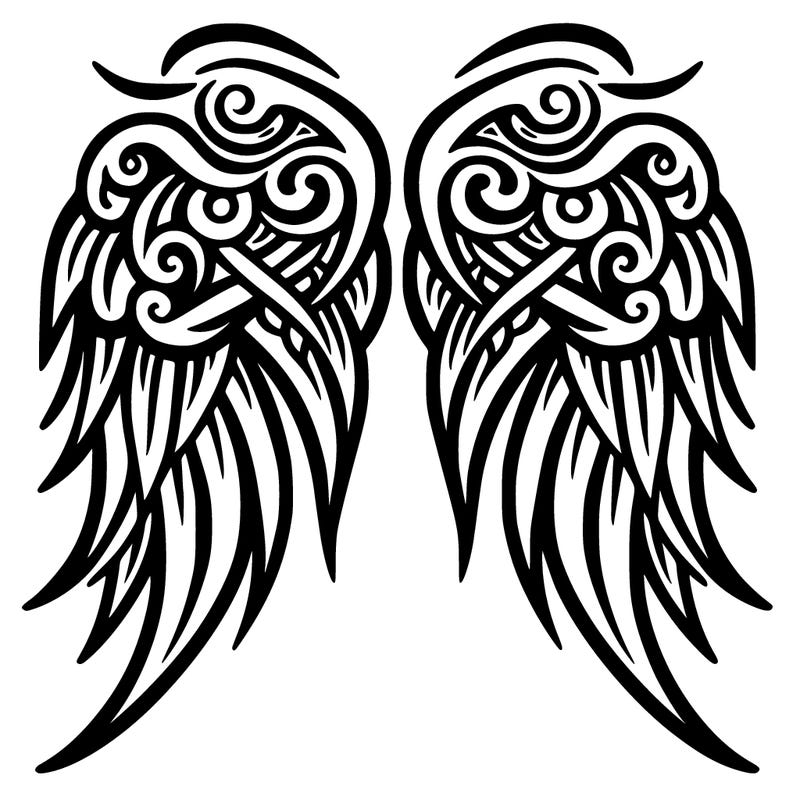 tribal tattoo style angel wings