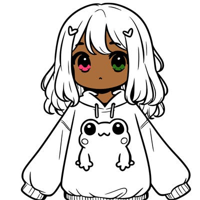 girl wearing frogging sweatshirt