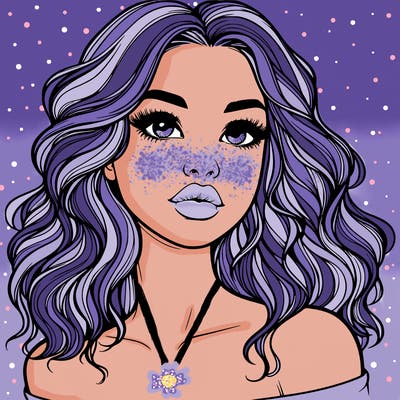 realistic girl with wavy hair and lips