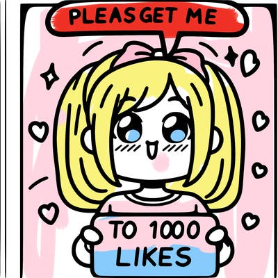 a girl saying please get me to 100 likes