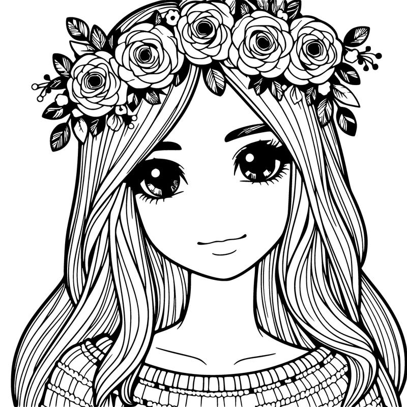 realistic girl with flower crown