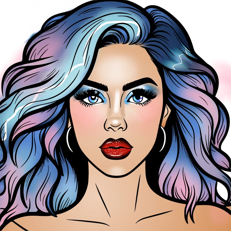 realistic girl eyes lips mouth hair pop star