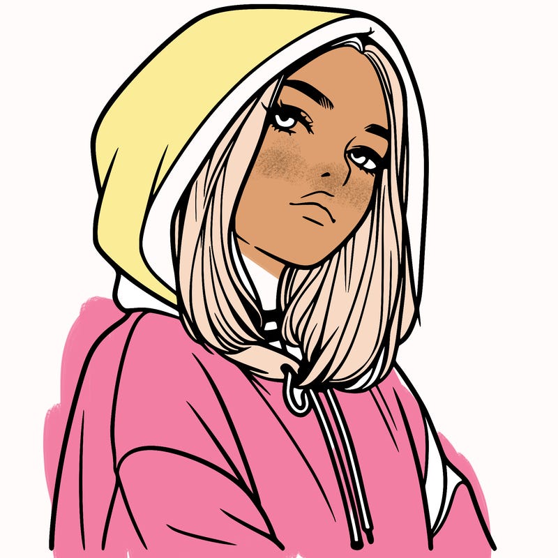 a realistic girl in a hoodie