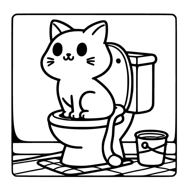 cat on toilet
