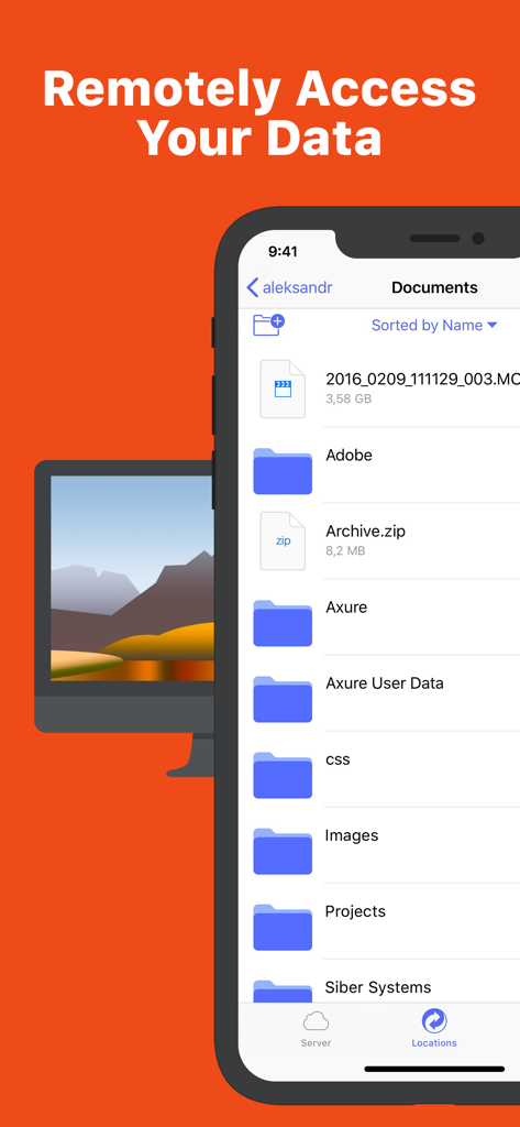 GoodSync - GoodSync app on iPhone showing remote access to desktop files and folders
