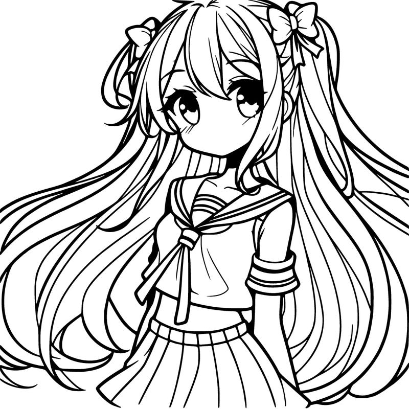 cute anime girl with long hair