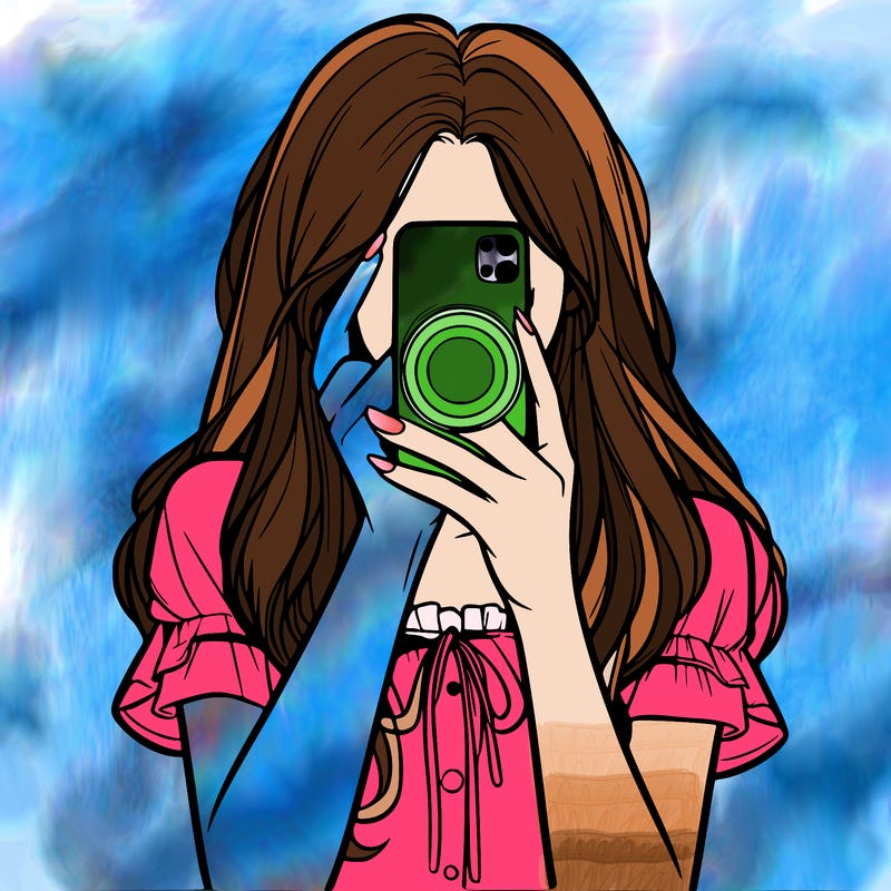 a realistic girl holding her phone taking pictures