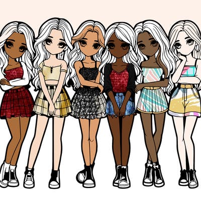 a group of girls realistic