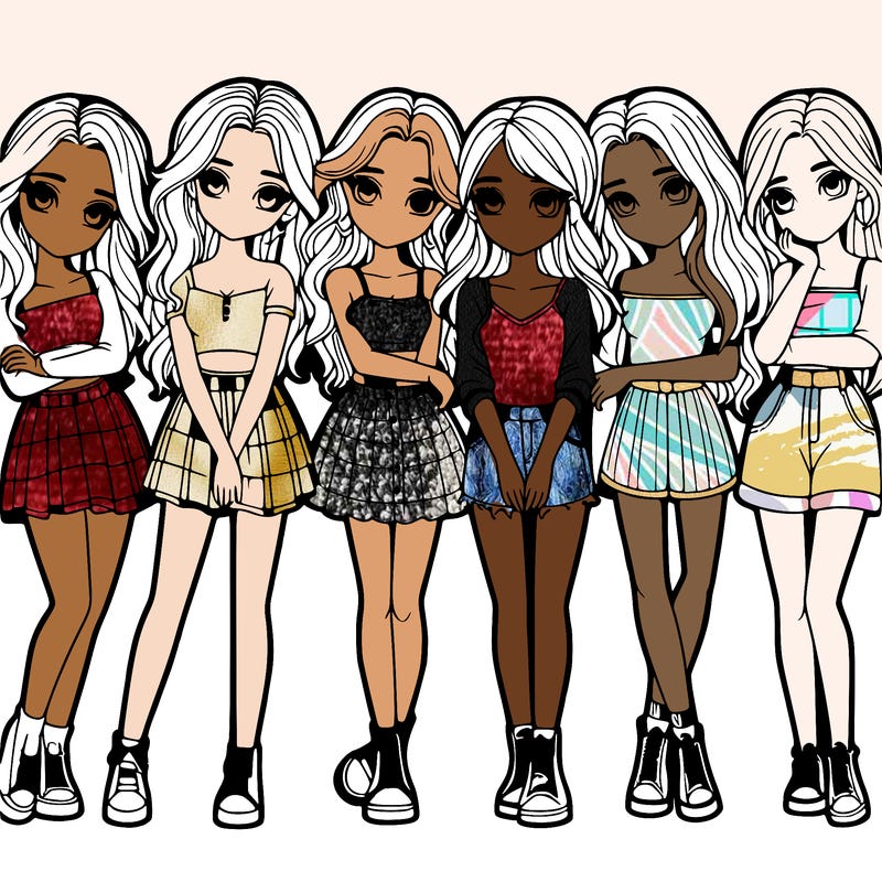 a group of girls realistic