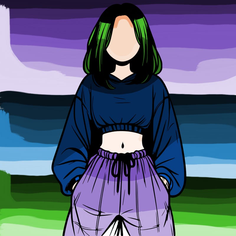 realistic girl faceless with baggy pants and a crop top