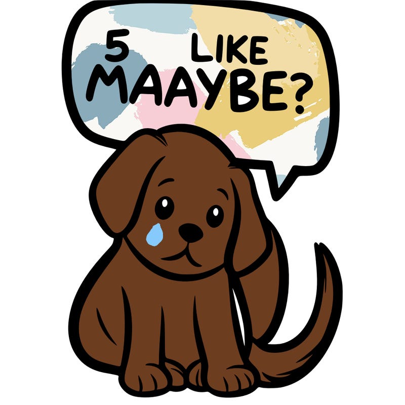 a puppy that says 5 like maybe