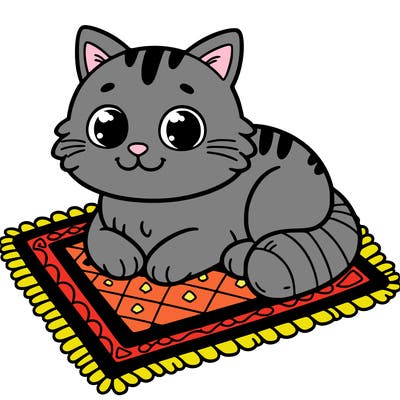 a cat on a rug