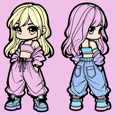 girl in crop top and baggy pants