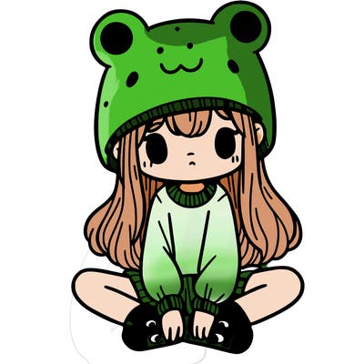 a girl wearing a frog hat and some frog socks