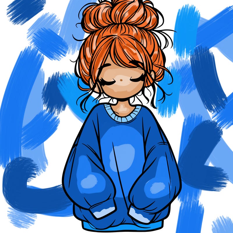 girl with baggy sweatshirt and messy bun
