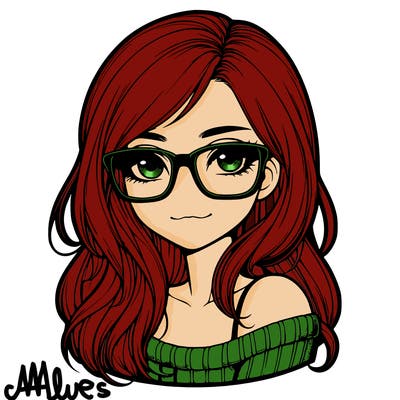 realistic girl with glasses