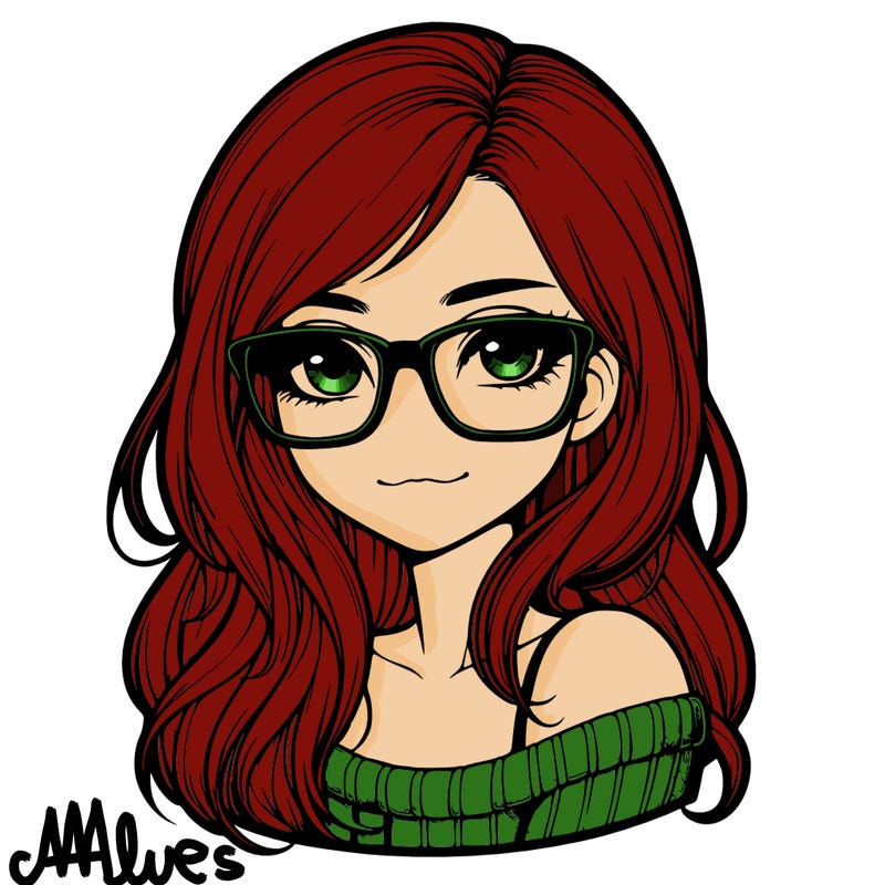 realistic girl with glasses