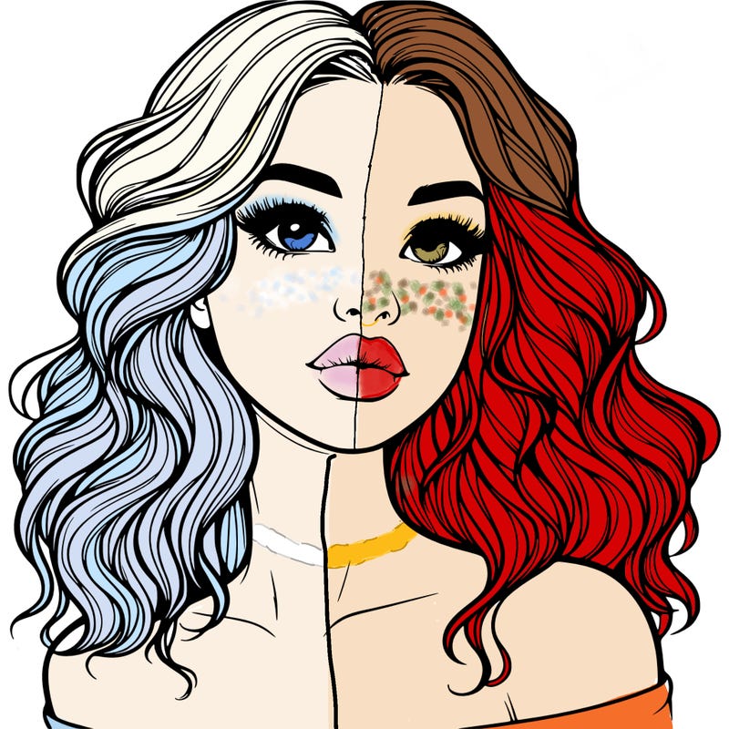 realistic girl with wavy hair and lips