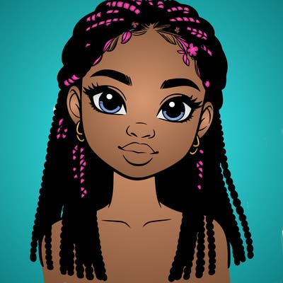 a realistic black girl with braids