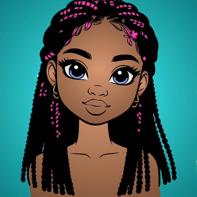 a realistic black girl with braids