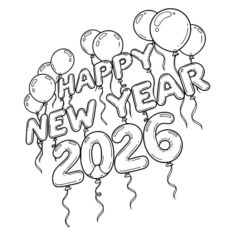 happy new year 2026 in balloons
