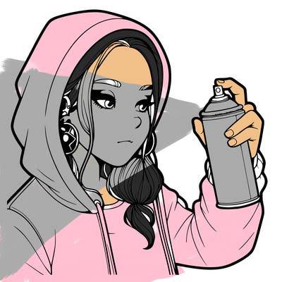 a realistic girl, spray painting