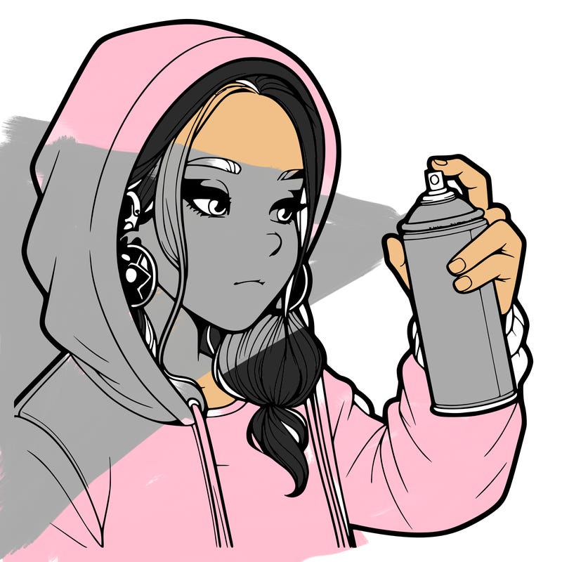a realistic girl, spray painting