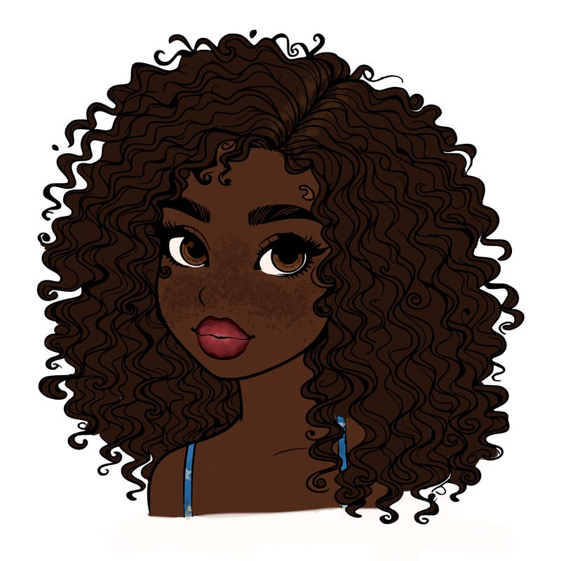 girl with curly hair realistic