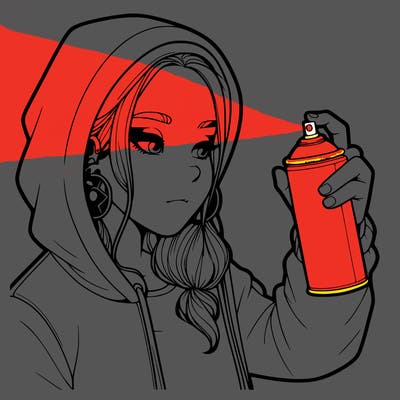 a realistic girl, spray painting