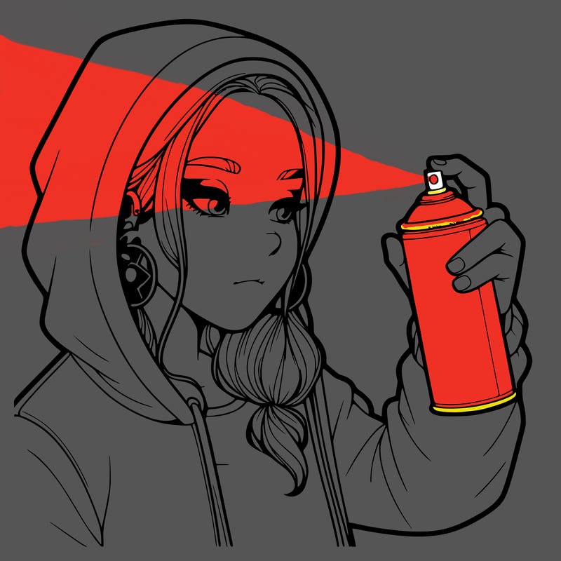 a realistic girl, spray painting