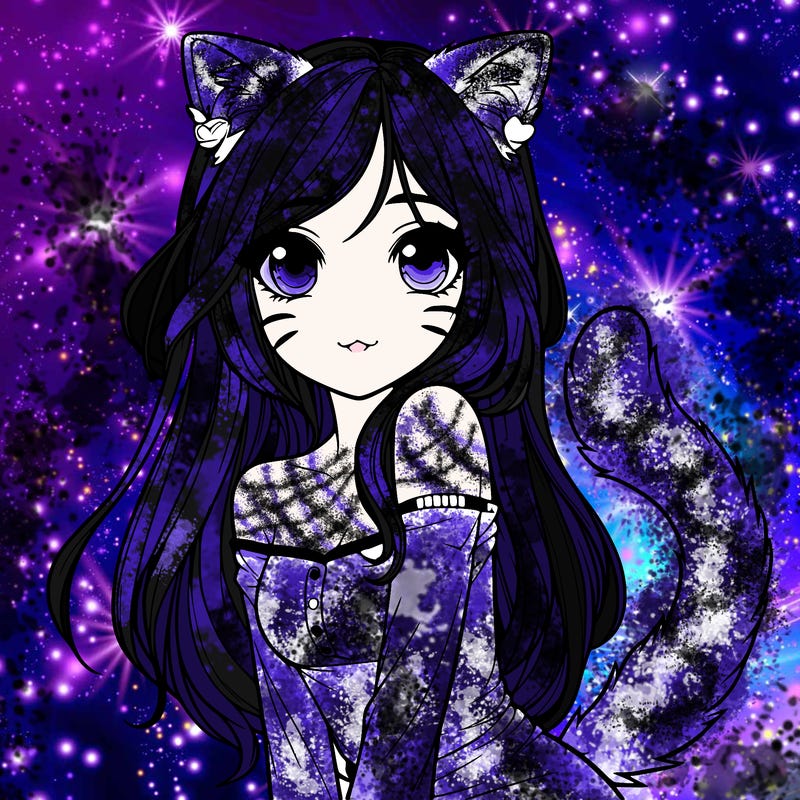 realistic girl with cat ears and tail