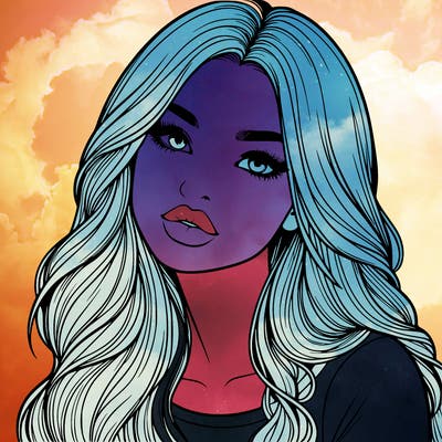 realistic girl with hair on her hair and lips