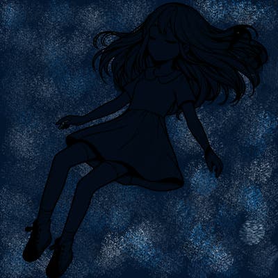 realistic girl floating