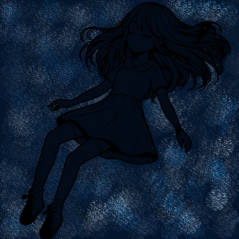 realistic girl floating