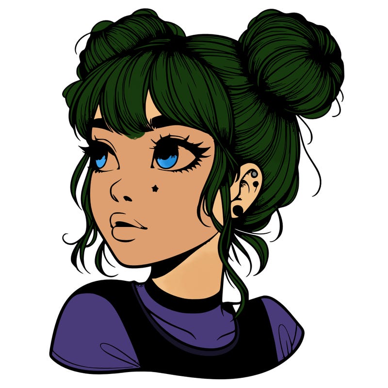 realistic girl with spacebuns