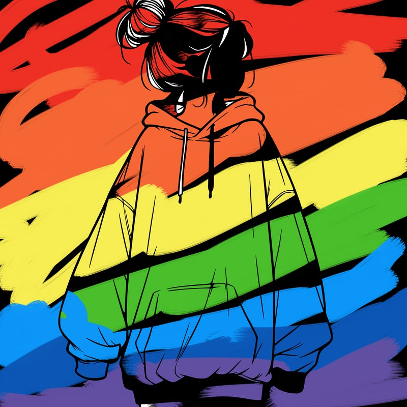 realistic girl with a oversized sweatshirt on and a bun