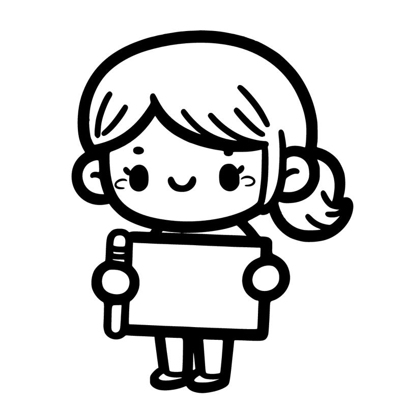 girl holding a sign.