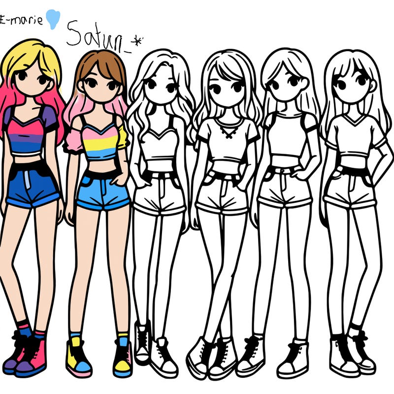 a group of girls wearing crop tops and shorts