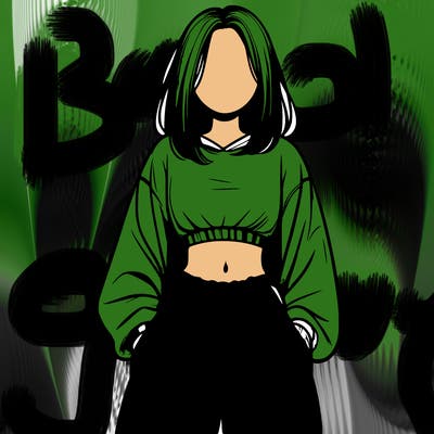 realistic girl faceless with baggy pants and a crop top