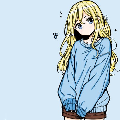 manga teen girl  in a sweater and baggy pants
