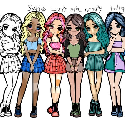 a group of girls realistic