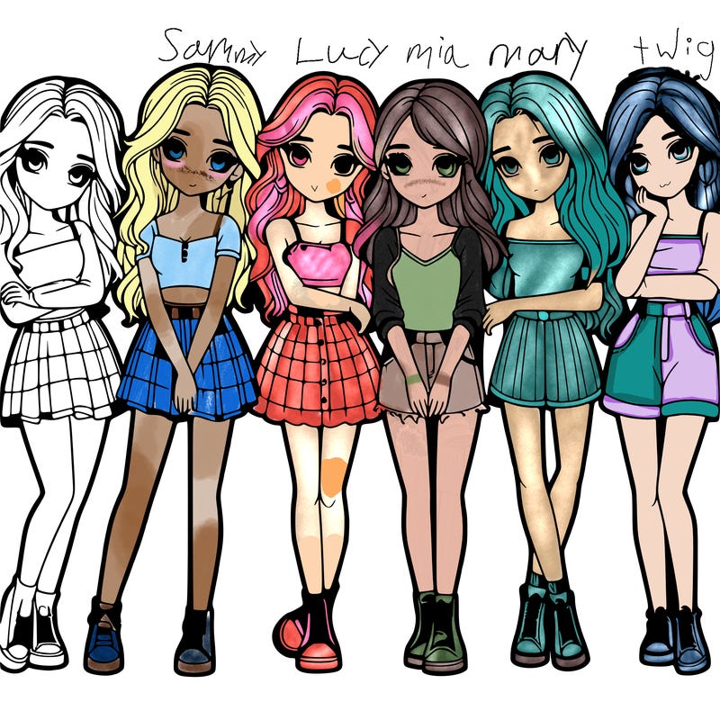 a group of girls realistic