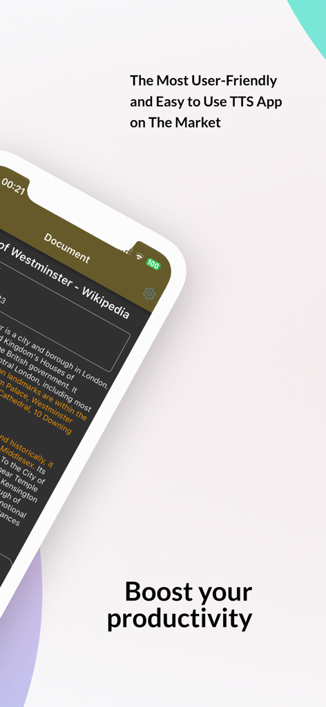 SpeakUp AI - SpeakUp AI text to speech app interface displaying a document with text highlighting
