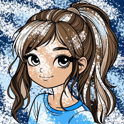 realistic girl with ponytail