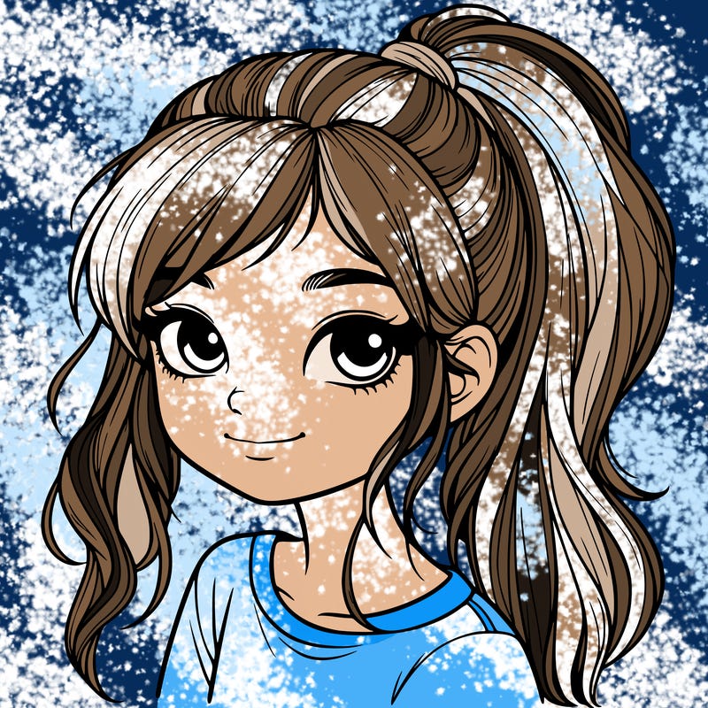 realistic girl with ponytail