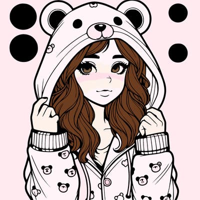 realistic girl in a animal pjs hoodie