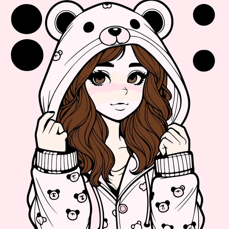 realistic girl in a animal pjs hoodie