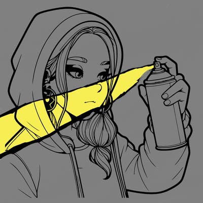 a realistic girl, spray painting